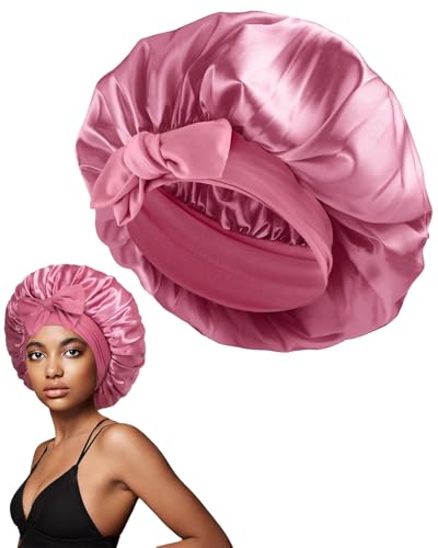 JUKOTA Silk Sleep Hat for Women Double Layer Satin Lined Bonnet with Tie for Curly Hair von JUKOTA