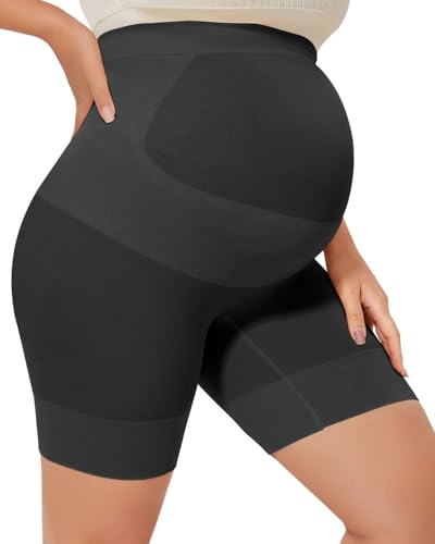 JUKOTA Umstandshose Kurz Unter Kleid Schwangerschaft Anti Chafing Shorts Überbauch Umstandsunterhosen - Schwarz/XXL von JUKOTA