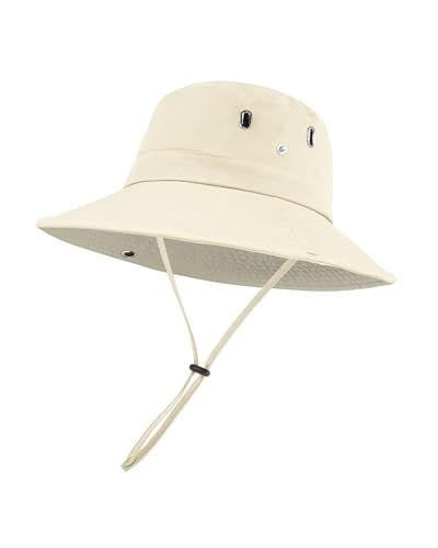 JUKOTA Unisex UV Schutz Sonnenhut für Damen Herren Sommerhut Faltbar Wanderhut Tragbar Outdoor Fischerhut mit Breite Krempe - Aprikose von JUKOTA