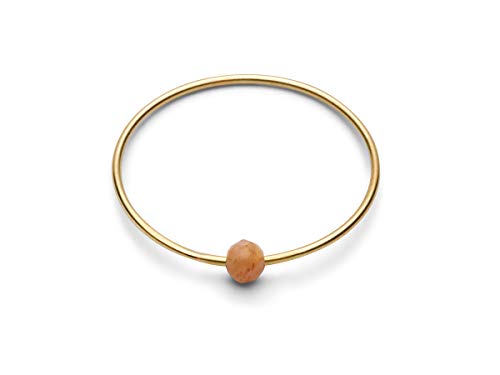 JUKSEREI Damenring Gold Birthstone-Ring Juni Mondstein Aprikot - Geburtsring/Geburtstagsring Moonstone Peach Gleichgewicht Beruhigend - RBSCHJUNg-54 von JUKSEREI