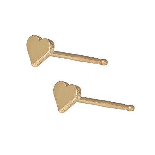 JUKSEREI Ohrstecker Gold Damen mit Herz - Ohrringe Amore Earstuds - 3x4mm Silber 925 24 Karat vergoldet - ECH540Eg von JUKSEREI