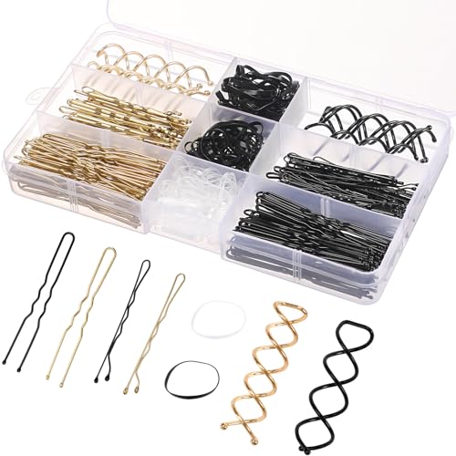 JULBEAR Bobby Pins, 356 Stück Haarnadeln Set Spirale Haarspangen Set U Förmige Wellenform Haarklammern mit Aufbewahrungsbox für Mädchen Kinder Haarstyler Damen JULBEAR Bobby Pins, 356 Stück Haarnadeln Set Spirale Haarspangen Set U Förmige Wellenform Haarklammern mit Aufbewahrungsbox für Mädchen Kinder Haarstyler Damen von JULBEAR