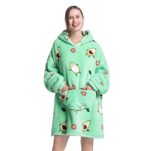 JULGIRL Übergroße tragbare Decke für Damen und Herren Sherpa-Fleece, Dicker Warmer Kapuzenpullover mit Riesentasche, super gemütlicher Riesen-Decken-Hoodie für Erwachsene, Männer, Frauen, Jugendliche von JULGIRL