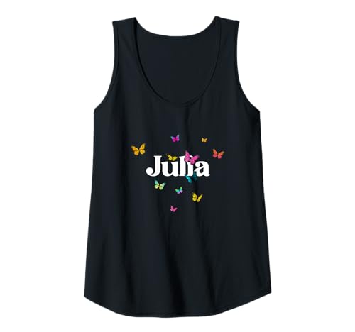 Damen JULIA - Schöner Mädchen Name mit bunten Schmetterlingen Tank Top von JULIA Tochter Enkel Geburtstag Geschenkideen
