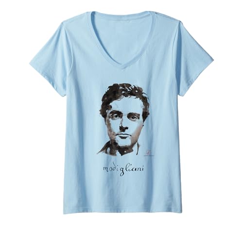 Damen Modigliani Portrait Tinte Original Kunst Juliart T-Shirt mit V-Ausschnitt Damen Modigliani Portrait Tinte Original Kunst Juliart T-Shirt mit V-Ausschnitt von JULIART Collection
