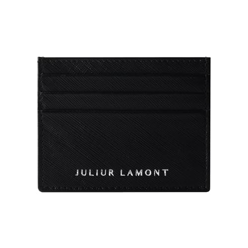 JULIUR LAMONT® Kartenetui Herren | Kartenetui Damen | Slim Kartenhalter aus Leder | Unisex Kreditkartenetui mit 6 Fächer | Card Holder mit Geschenkbox (Schwarz) von JULIUR LAMONT