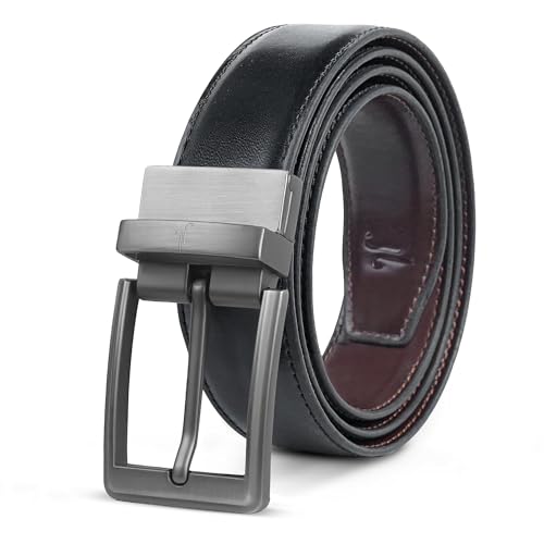 JULIUR LAMONT Premium Gürtel Herren Leder Ledergürtel als Wendegürtel - Klassisch Echtleder Herrengürtel als Businessgürtel, Jeansgürtel und Anzuggürtel zweifarbig schwarz/braun - Männer Drehgürtel von JULIUR LAMONT