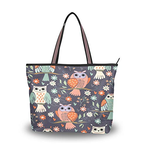 JUMBEAR Canvas Tote Bag Damen Handtasche Süße Eule Damen Einkaufstasche Schultertasche L, a, Large von JUMBEAR