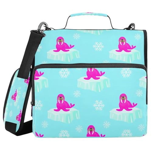 JUMBEAR Cartoon-Mappe mit Reißverschluss und Schultergurt, 3,8 cm O-Ringe, Fächermappe, mehrere Taschen, Kapazität 600 Blatt von JUMBEAR