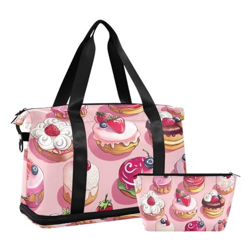 JUMBEAR Delicious Sporttasche für Kuchen, mit Nassfach, Reisetasche für Damen und Herren, große Kapazität, mit Schultergurt, für Fitnessstudio, Reisen, Schwimmen, a, 48×22×39.5cm von JUMBEAR