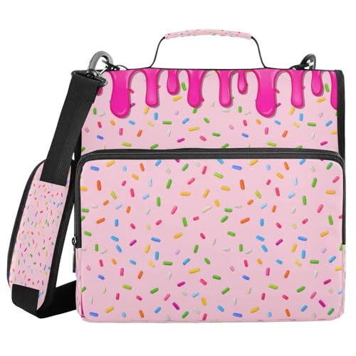 JUMBEAR Eiscreme-Ordner mit Reißverschluss, mit Schultergurt, 3,8 cm O-Ringe, Fächermappe, mehrere Taschen, Kapazität 600 Blatt von JUMBEAR