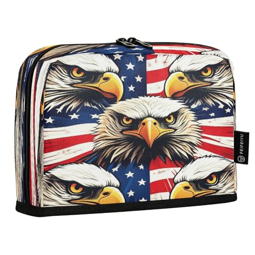 JUMBEAR Federmäppchen, Motiv: Independence Day Eagles, großes Fassungsvermögen, Stifteetui, Tasche, Halter, Schreibwaren, Schreibtisch-Organizer, Kosmetiktasche mit Reißverschluss für Schule, Büro von JUMBEAR