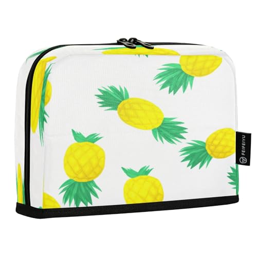 JUMBEAR Federmäppchen, Motiv: gelbe Ananas mit grünen Blättern, großes Fassungsvermögen, Schreibwaren, Schreibtisch-Organizer, Kosmetiktasche mit Reißverschluss, für Schule, Büro, Reisen von JUMBEAR