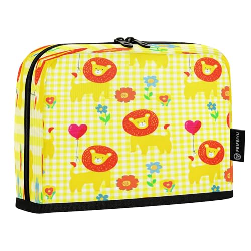 JUMBEAR Federmäppchen mit Cartoon-Löwen-Design, großes Fassungsvermögen, Stifteetui, Schreibwaren, Schreibtisch-Organizer, Kosmetiktasche mit Reißverschluss, für Schule, Büro, Reisen von JUMBEAR