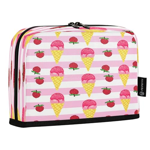 JUMBEAR Federmäppchen mit Eiscreme-Design, großes Fassungsvermögen, Stifteetui, Schreibwaren, Schreibtisch-Organizer, Kosmetiktasche mit Reißverschluss, für Schule, Büro, Reisen von JUMBEAR