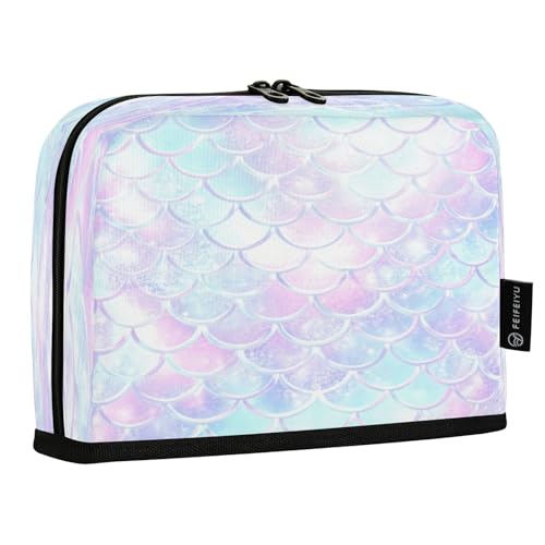 JUMBEAR Federmäppchen mit Meerjungfrauen-Schuppen, großes Fassungsvermögen, Stifteetui, Tasche, Halter, Schreibwaren, Schreibtisch-Organizer, Kosmetiktasche mit Reißverschluss für Schule, Büro, Reisen von JUMBEAR