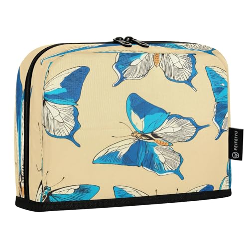 JUMBEAR Federmäppchen mit Schmetterlingen, großes Fassungsvermögen, Schreibwaren, Schreibtisch-Organizer, Kosmetiktasche mit Reißverschluss, für Schule, Büro, Reisen von JUMBEAR