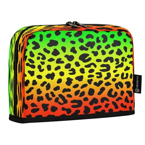 JUMBEAR Federmäppchen mit buntem Leopardenmuster, großes Fassungsvermögen, Schreibwaren, Schreibtisch-Organizer, Kosmetiktasche mit Reißverschluss für Schule, Büro, Reisen von JUMBEAR