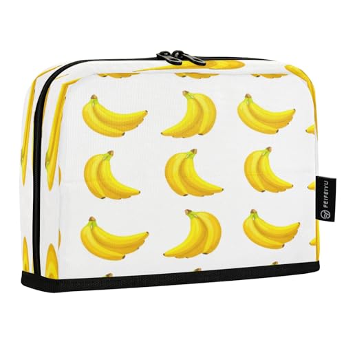 JUMBEAR Federmäppchen mit gelbem Bananenmotiv, großes Fassungsvermögen, Schreibwaren, Schreibtisch-Organizer, Kosmetiktasche mit Reißverschluss, für Schule, Büro, Reisen von JUMBEAR