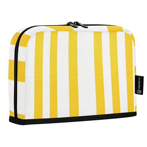 JUMBEAR Federmäppchen mit gelben und weißen Streifen, großes Fassungsvermögen, Schreibwaren, Schreibtisch-Organizer, Kosmetiktasche mit Reißverschluss, für Schule, Büro, Reisen von JUMBEAR