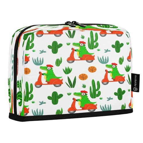 JUMBEAR Federmäppchen mit niedlichem Cartoon-Krokodil-Design, großes Fassungsvermögen, Schreibwaren, Schreibtisch-Organizer, Kosmetiktasche mit Reißverschluss, für Schule, Büro, Reisen von JUMBEAR