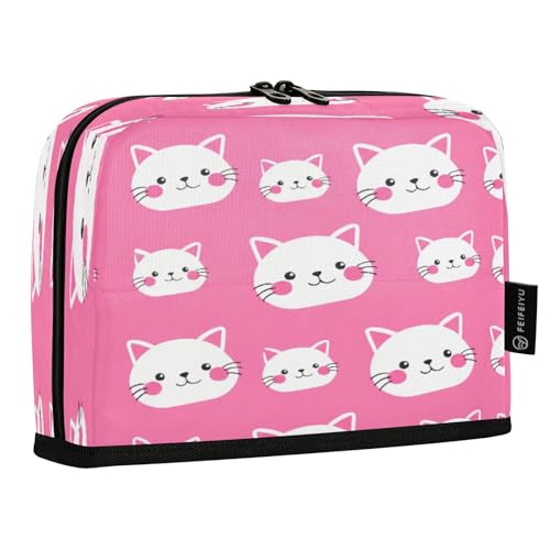 JUMBEAR Federmäppchen mit niedlichem Katzenmotiv, großes Fassungsvermögen, Schreibwaren, Schreibtisch-Organizer, Kosmetiktasche mit Reißverschluss für Schule, Büro, Reisen von JUMBEAR