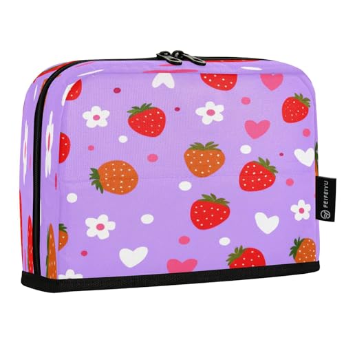 JUMBEAR Federmäppchen mit niedlichem kleinen Blumen und Erdbeeren, großes Fassungsvermögen, Stifteetui, Tasche, Halter, Schreibwaren, Schreibtisch-Organizer, Kosmetiktasche mit Reißverschluss, für von JUMBEAR