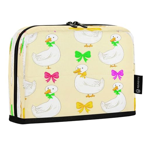 JUMBEAR Federmäppchen mit niedlicher Ente mit Fliege, großes Fassungsvermögen, Stifteetui, Tasche, Halter, Schreibwaren, Schreibtisch-Organizer, Kosmetiktasche mit Reißverschluss für Schule, Büro von JUMBEAR