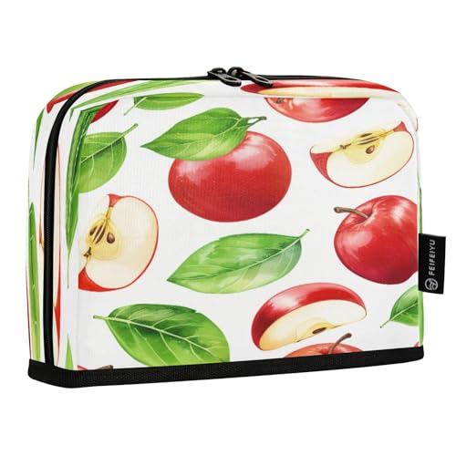 JUMBEAR Federmäppchen mit rotem Äpfel, großes Fassungsvermögen, Stifteetui, Tasche, Schreibwaren, Schreibtisch-Organizer, Kosmetiktasche mit Reißverschluss, für Schule, Büro, Reisen von JUMBEAR