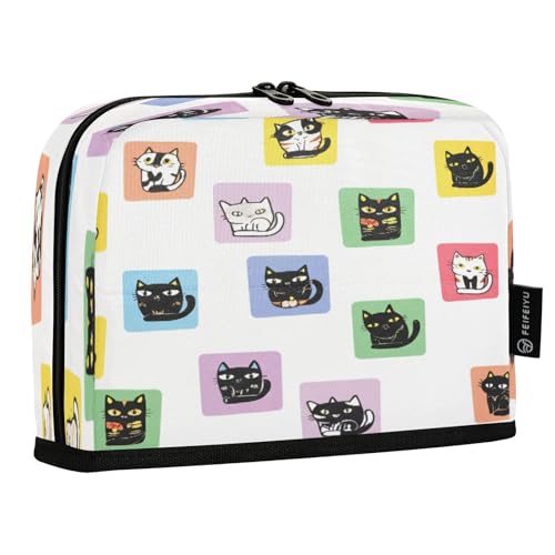 JUMBEAR Federmäppchen mit verspieltem Cartoon-Katzenmotiv, großes Fassungsvermögen, Stifteetui, Tasche, Halter, Schreibwaren, Schreibtisch-Organizer, Kosmetiktasche mit Reißverschluss für Schule, Büro von JUMBEAR