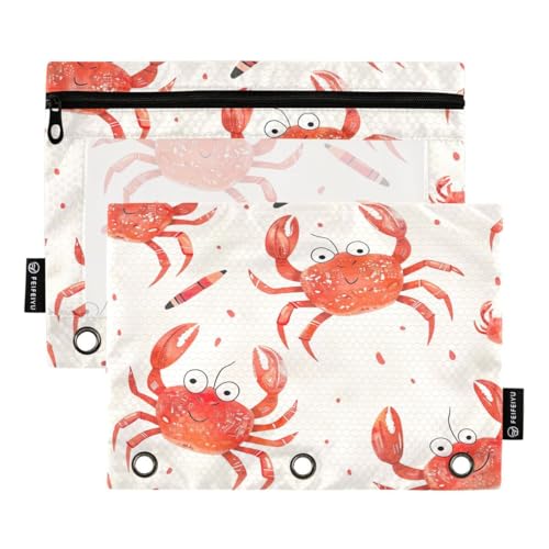 JUMBEAR Funny Crabs Binder Pockets for 3 Ring Binder,2 Pack,Zippered Binder Pencil Case Binder Pockets for Office College School Supplies Cosmetics JUMBEAR Funny Crabs Binder Pockets for 3 Ring Binder,2 Pack,Zippered Binder Pencil Case Binder Pockets for Office College School Supplies Cosmetics von JUMBEAR