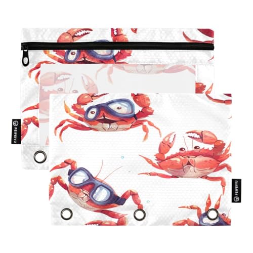 JUMBEAR Funny Crabs Binder Pockets for 3 Ring Binder,2 Pack,Zippered Binder Pencil Case Binder Pockets for Office College School Supplies Cosmetics JUMBEAR Funny Crabs Binder Pockets for 3 Ring Binder,2 Pack,Zippered Binder Pencil Case Binder Pockets for Office College School Supplies Cosmetics von JUMBEAR