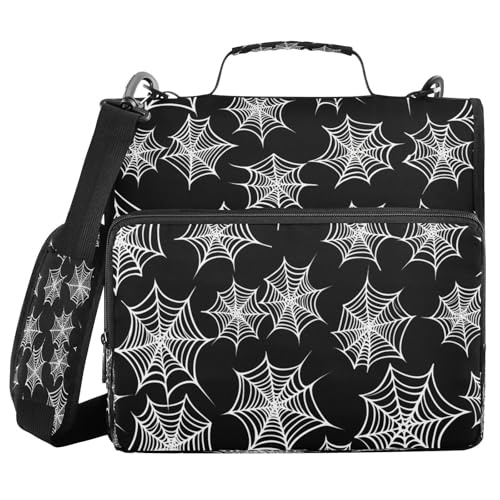 JUMBEAR Halloween-Ordner mit Reißverschluss und Schultergurt, 3,8 cm O-Ringe, Fächermappe, mehrere Taschen, Kapazität 600 Blatt von JUMBEAR