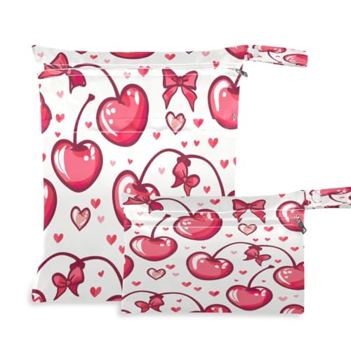 JUMBEAR Kirschen und Schleifen Nass-Trockenbeutel-Set, wasserdicht, wiederverwendbar, für Reisen, Strand, Baby, Stoffwindeln, Organizer für Badeanzug und Fitnessstudio, 2 Stück, a, Taschen-Organizer JUMBEAR Kirschen und Schleifen Nass-Trockenbeutel-Set, wasserdicht, wiederverwendbar, für Reisen, Strand, Baby, Stoffwindeln, Organizer für Badeanzug und Fitnessstudio, 2 Stück, a, Taschen-Organizer von JUMBEAR