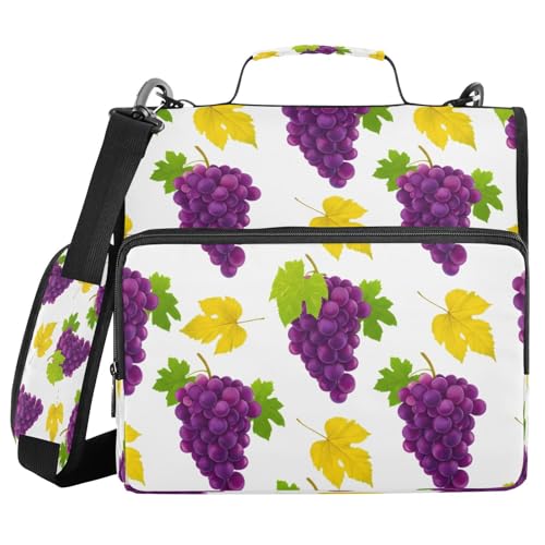 JUMBEAR Ordner mit Reißverschluss, mit Schultergurt, 3,8 cm O-Ringe, Fächermappe, mehrere Taschen, Kapazität 600 Blatt, Violett von JUMBEAR