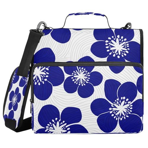 JUMBEAR Ordner mit Reißverschluss und Schultergurt, 3,8 cm O-Ringe, Fächermappe, mehrere Taschen, Kapazität 600 Blatt, Blau von JUMBEAR