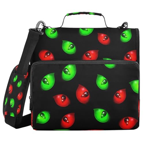 JUMBEAR Ordner mit Reißverschluss und Schultergurt, 3,8 cm O-Ringe, Fächermappe, mehrere Taschen, Kapazität 600 Blatt, Grün / Rot von JUMBEAR