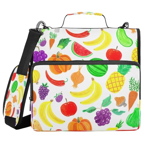 JUMBEAR Ordner mit Reißverschluss und Schultergurt, 3,8 cm O-Ringe, Fächermappe, mehrere Taschen, Kapazität 600 Blatt von JUMBEAR