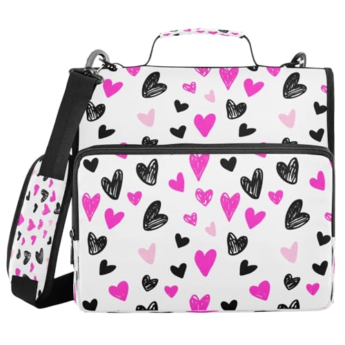 JUMBEAR Ordner mit Reißverschluss und Schultergurt, 3,8 cm O-Ringe, Fächermappe, mehrere Taschen, Kapazität 600 Blatt von JUMBEAR