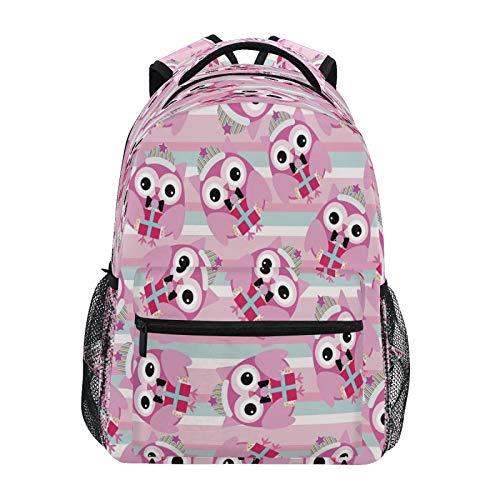 JUMBEAR Rucksack für Kinder, Eulen-Muster, Rosa, für Reisen, Schule, Studenten, Segeltuch, leicht, wasserdicht, Schultertasche, Tagesrucksack für Damen und Herren von JUMBEAR