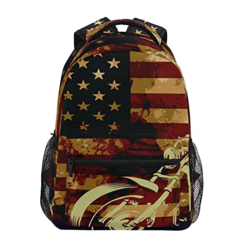 JUMBEAR Rucksack mit Totenkopf-Motiv, amerikanische Flagge, für Kinder, Laptop, Reisen, Schule, Studenten, Segeltuch, leicht, Business, wasserdicht, Schultertasche, Tagesrucksack für Damen und Herren von JUMBEAR