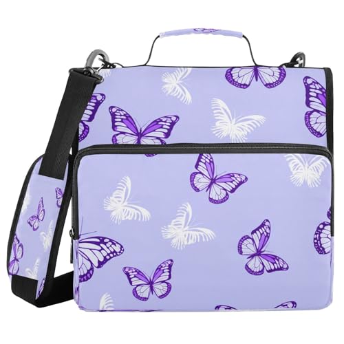 JUMBEAR Schmetterlings-Ordner mit Reißverschluss, mit Schultergurt, 3,8 cm O-Ringe, Fächermappe, mehrere Taschen, Kapazität 600 Blatt von JUMBEAR