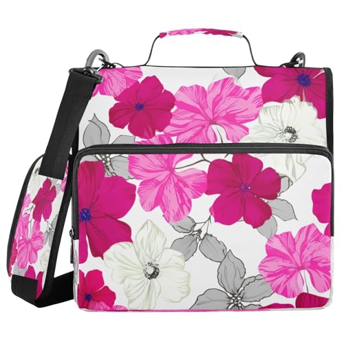 JUMBEAR Schöne Blumenmappe mit Reißverschluss, mit Schultergurt, 3,8 cm O-Ringe, Fächermappe, mehrere Taschen, Kapazität 600 Blatt von JUMBEAR