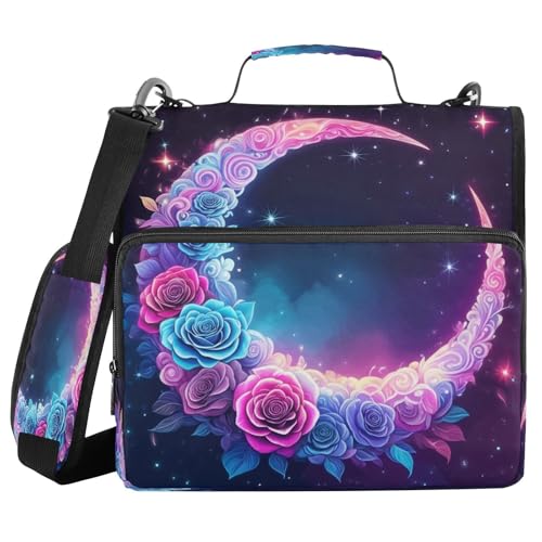 JUMBEAR Schöner Ordner mit Reißverschluss und Schultergurt, 3,8 cm O-Ringe, erweiterbarer Aktenordner, mehrere Taschen, Kapazität 600 Blatt von JUMBEAR