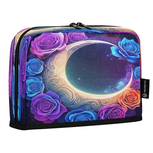 JUMBEAR Schönes Federmäppchen mit Rosenmond, großes Fassungsvermögen, Stifteetui, Tasche, Halter, Schreibwaren, Schreibtisch-Organizer, Kosmetiktasche mit Reißverschluss für Schule, Büro, Reisen von JUMBEAR