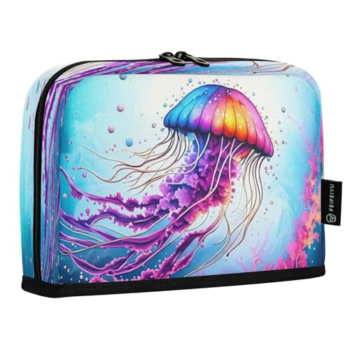 JUMBEAR Schönes Quallen-Federmäppchen, großes Fassungsvermögen, Stifteetui, Tasche, Halter, Schreibwaren, Schreibtisch-Organizer, Kosmetiktasche mit Reißverschluss, für Schule, Büro, Reisen von JUMBEAR