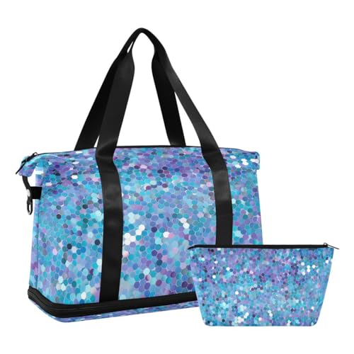 JUMBEAR Sporttasche, Sporttasche mit Nasstasche, Reisetasche, für Damen und Herren, große Kapazität, mit Schultergurt, für Fitnessstudio, Reisen, Schwimmen, Blau, a, 48×22×39.5cm von JUMBEAR