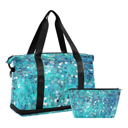 JUMBEAR Sporttasche, Sporttasche mit Nasstasche, Reisetasche, für Damen und Herren, große Kapazität, mit Schultergurt, für Fitnessstudio, Reisen, Schwimmen, Blau, a, 48×22×39.5cm von JUMBEAR