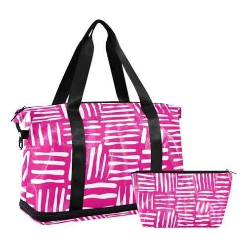 JUMBEAR Sporttasche mit Nasstasche, Sporttasche für Damen und Herren, große Kapazität, mit Schultergurt, für Fitnessstudio, Reisen, Schwimmen, Rosa, a, 48×22×39.5cm von JUMBEAR