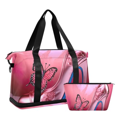 JUMBEAR Sporttasche mit hoher Absätze, Sporttasche mit Nasstasche, Reisetasche, für Damen und Herren, große Kapazität, mit Schultergurt, für Fitnessstudio, Reisen, Schwimmen, a, 48×22×39.5cm von JUMBEAR